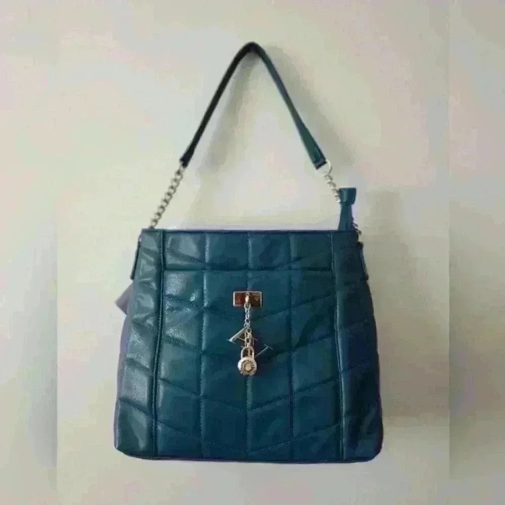 Adrienne Vittadani charmed flap hobo quilt teal purse